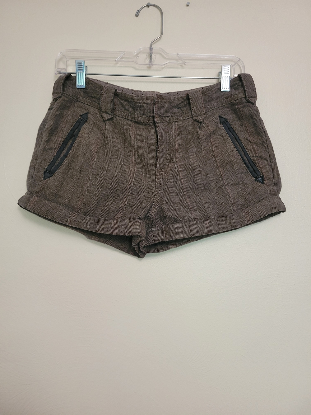 Free People Casual Shorts Brown With Subtle Pinstripe Size 0